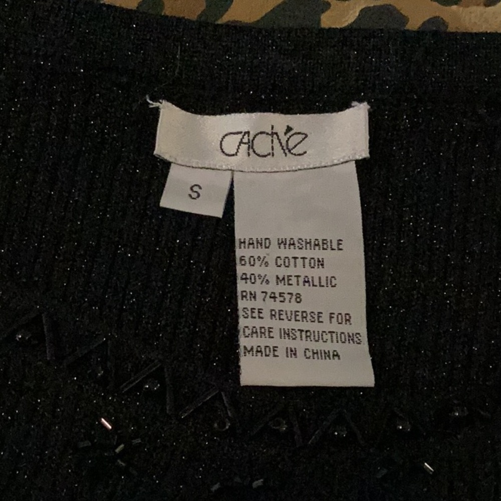 Cache Vintage Black Metallic Beaded Sleeveless Sweater - Picture 8 of 8